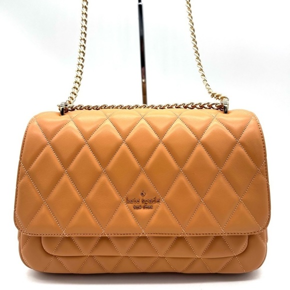 Kate Spade Carey Medium Quilted Leather Flap Shoulder Bag Tiramisu